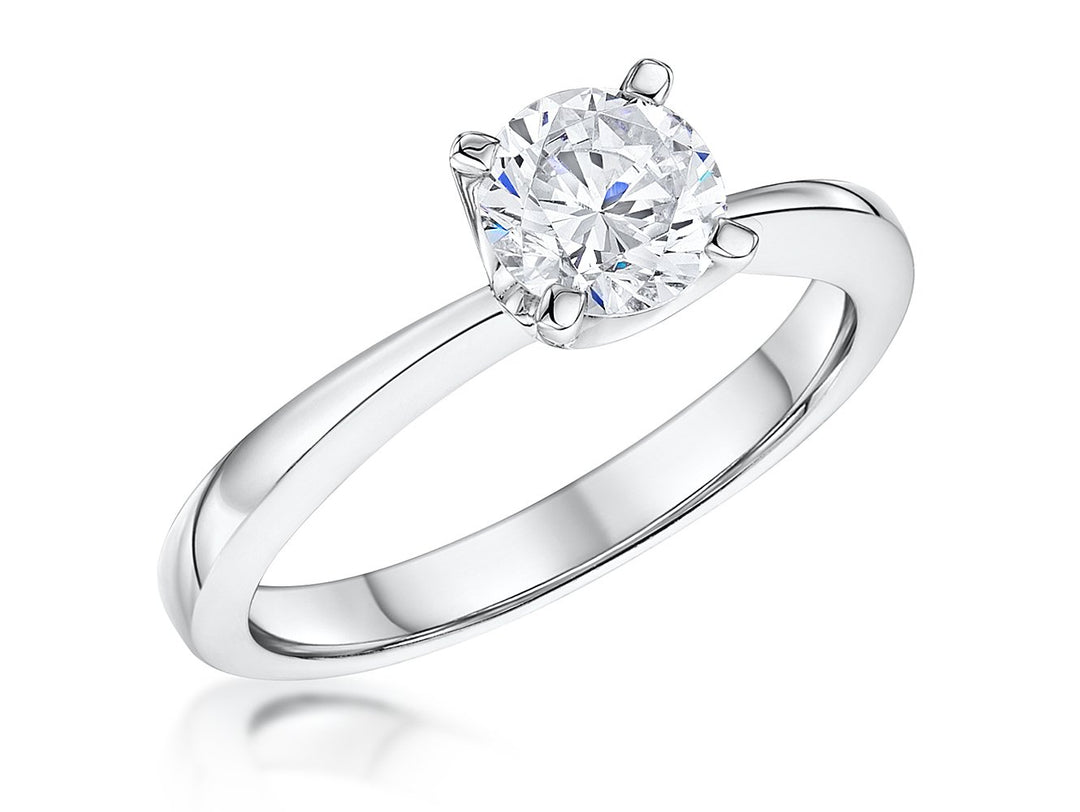 STERLING SILVER ONE  CARAT  ROUND BRILLIANT CUT SOLITAIRE RING SET WITH A SINGLE CUBIC ZIRCONIA STONERings - JOOLS By Jenny Brown