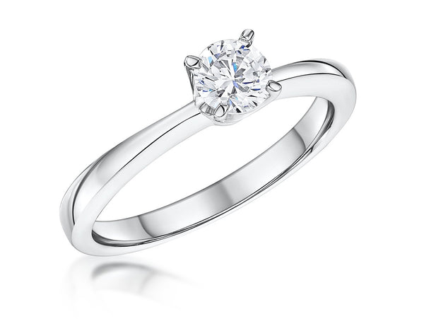 STERLING SILVER ONE HALF CARAT ROUND BRILLIANT SOLITAIRE RING SET WITH A SINGLE CUBIC ZIRCONIA STONE - JOOLS By Jenny Brown