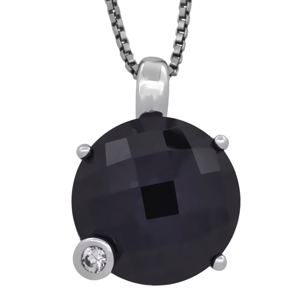 Sterling Silver Pendant Featuring Round Amethyst Stone In A Four Claw Setting