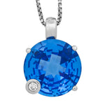 Load image into Gallery viewer, Sterling Silver Pendant Featuring Round Blue Topaz Stone In A Four Claw Setting
