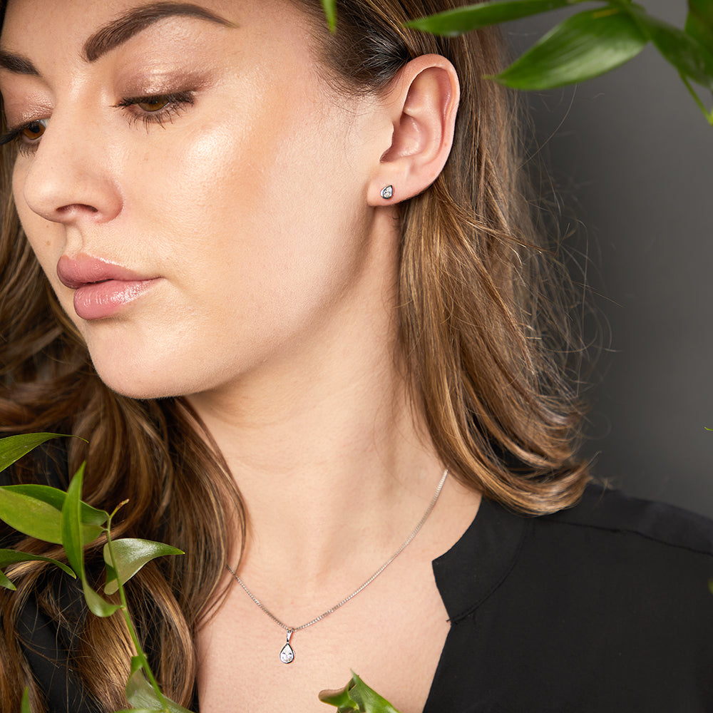 Silver Pendant And Earring Teardrop  Bridal Set- JOOLS By Jenny Brown