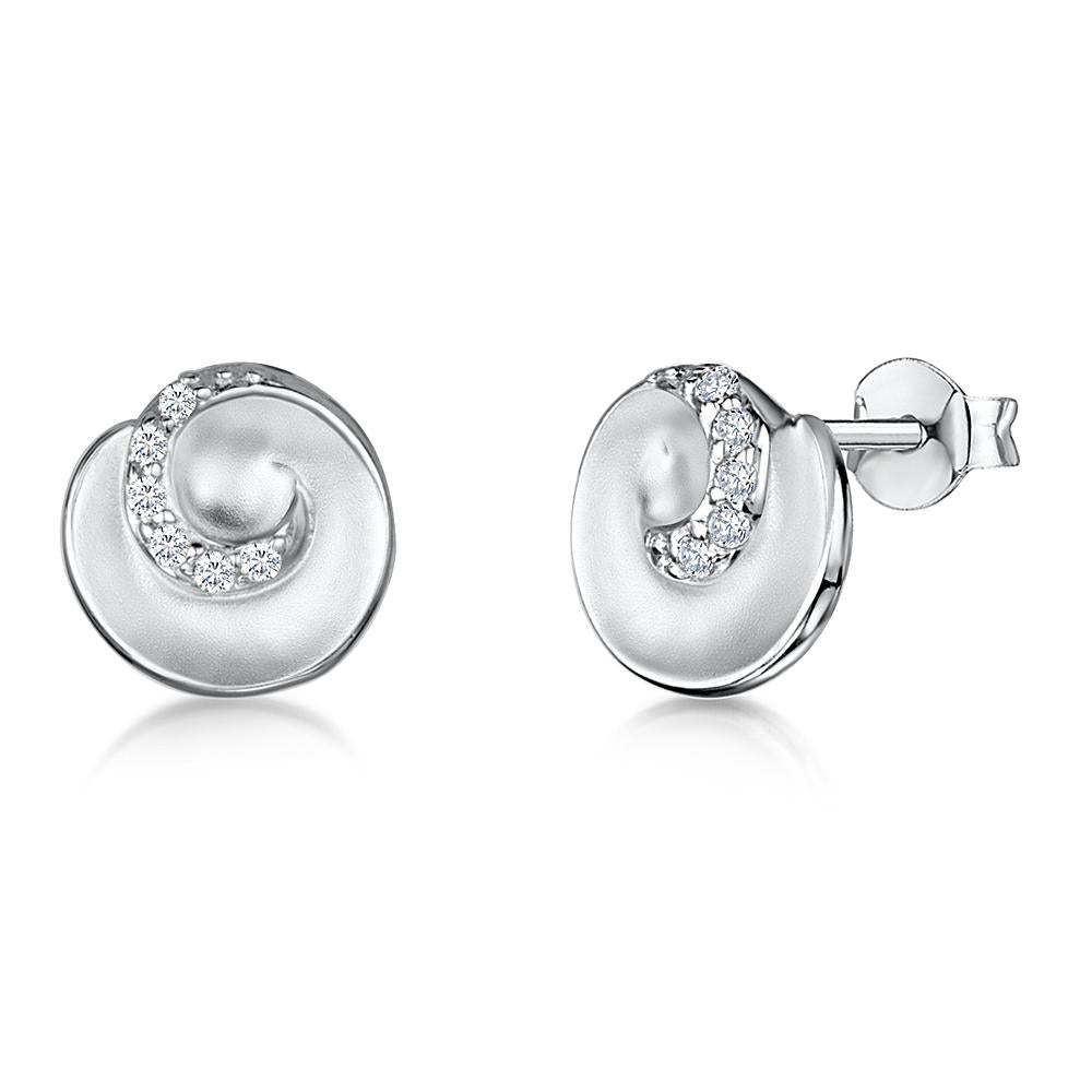 Sterling Silver Satin Finished Stud Earrings JOOLS By Jenny Brown