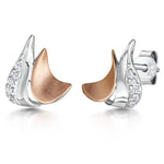 Load image into Gallery viewer, Sterling Silver And Rose Gold Stud Earrings- Satin Finished With A Cubic Zirconia Feature - JOOLS By Jenny Brown

