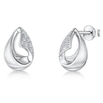 Load image into Gallery viewer, Sterling Silver Teardrop Stud Earrings Pave Set With Cubic Zirconia Stones - JOOLS By Jenny Brown
