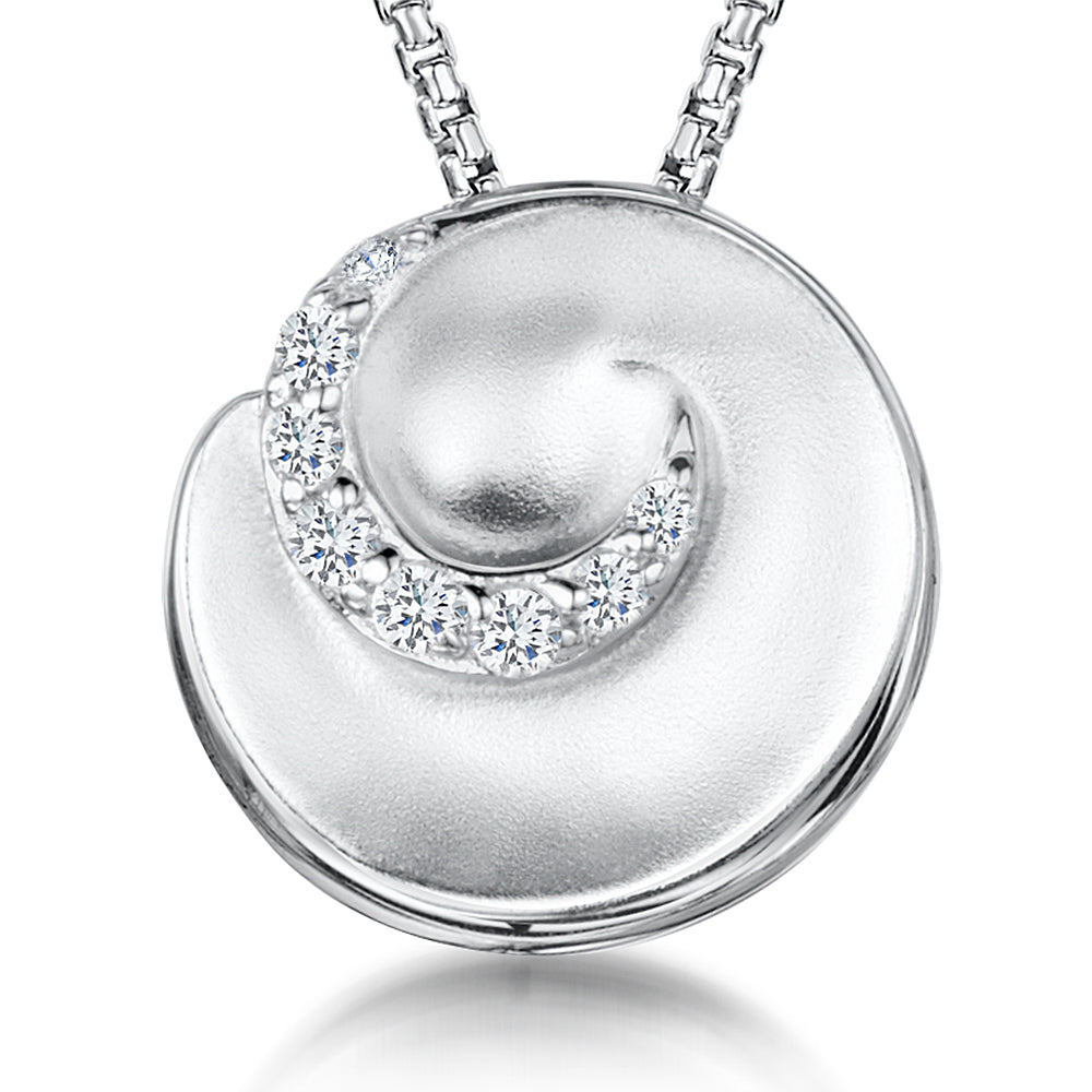 Sterling Silver Satin Finished Round Pendant