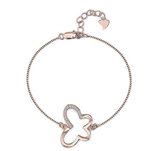 Sterling Silver and Rose Gold Chain Butterfly Bracelet - JOOLS By Jenny Brown
