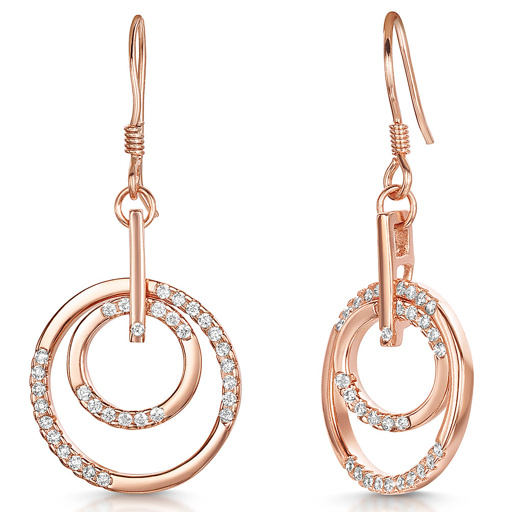 Rose Double Circle Drop Earrings