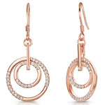 Load image into Gallery viewer, Rose Double Circle Drop Earrings

