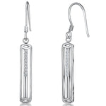 Load image into Gallery viewer, Sterling Silver Rectangle  Earrings With A Central Pave CZ FeatureEarrings - JOOLS By Jenny Brown
