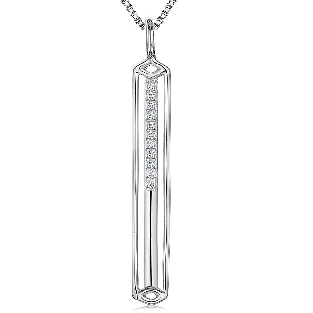 Sterling Silver Pendant -Rectangular "Box" With CZ Stones Inside - JOOLS By Jenny Brown