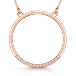 Load image into Gallery viewer, Rose Gold Open Circle Pendant With Cubic Zirconia
