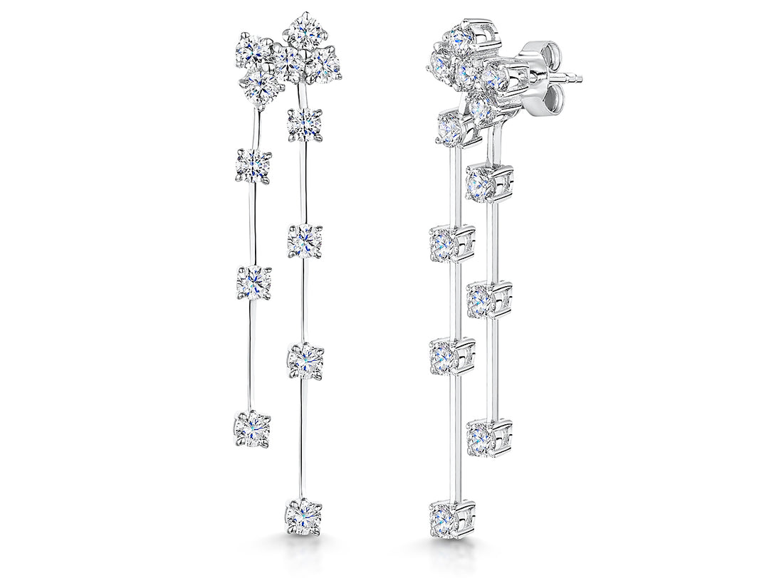 Sterling Silver Drop Scattered Earrings With Cubic Zirconia StonesDrop Earrings - JOOLS By Jenny Brown