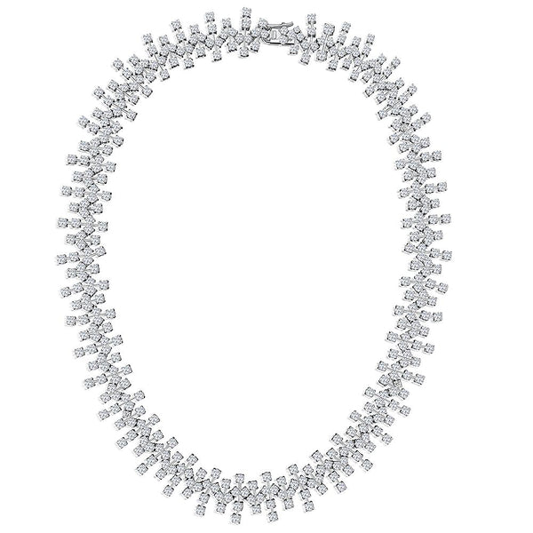 Sterling Silver Necklace Set With Scattered Cubic Zirconia Stones- JOOLS By Jenny Brown