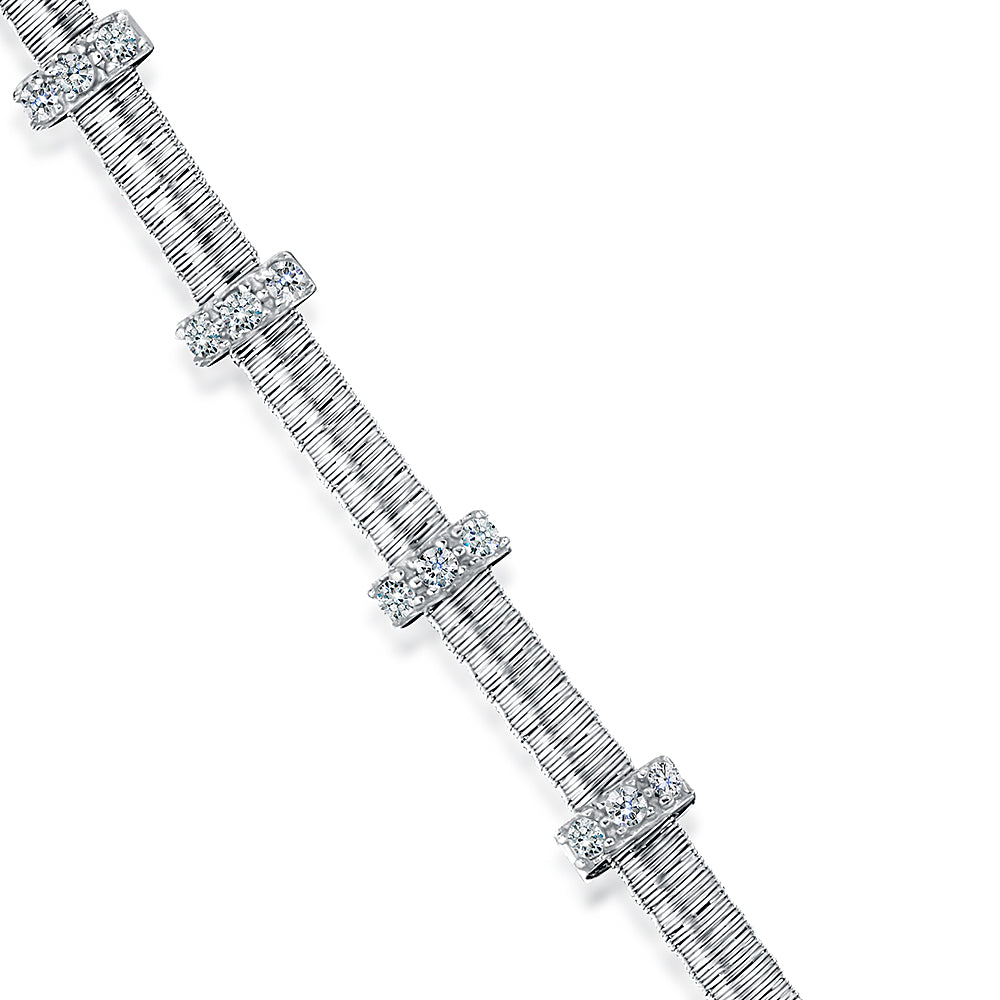 Sterling Silver Bracelet With 4 Cubic Zirconia Rings