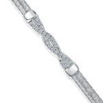 Load image into Gallery viewer, Sterling Silver Bracelet With Single, Straight Band &amp; Twisted Cubic Zirconia Centre
