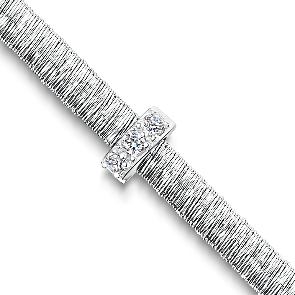 Sterling Silver Full Necklace With5 Cubic Zirconia Bars