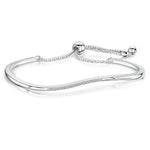 Load image into Gallery viewer, Sterling Silver Friendship Bracelet  With A Curve Top Featuring  Cubic Zirconia StonesBracelets - JOOLS By Jenny Brown
