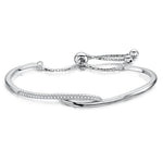 Load image into Gallery viewer, Sterling Silver Friendship Bracelet  With A Silver and  Cubic Zirconia  Crossover FeatureBracelets - JOOLS By Jenny Brown

