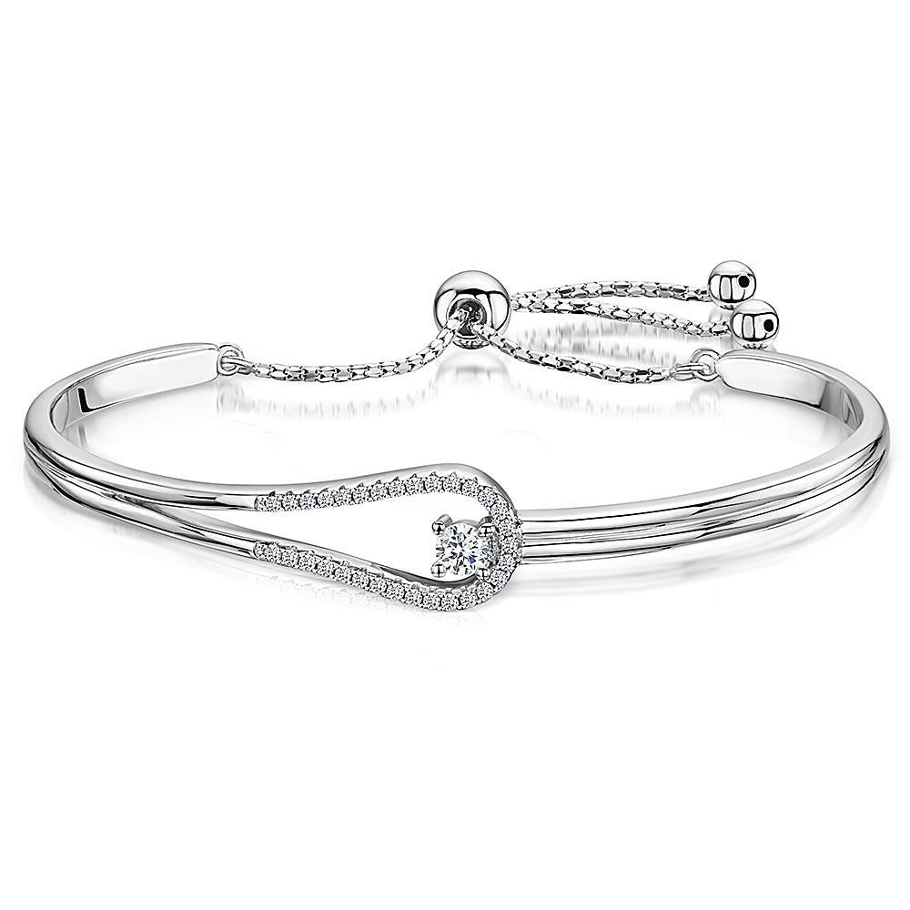 Sterling Silver  and Cubic Zirconia Friendship  Bracelet with A  Solitaire Stone And  Clasp FeatureBracelets - JOOLS By Jenny Brown