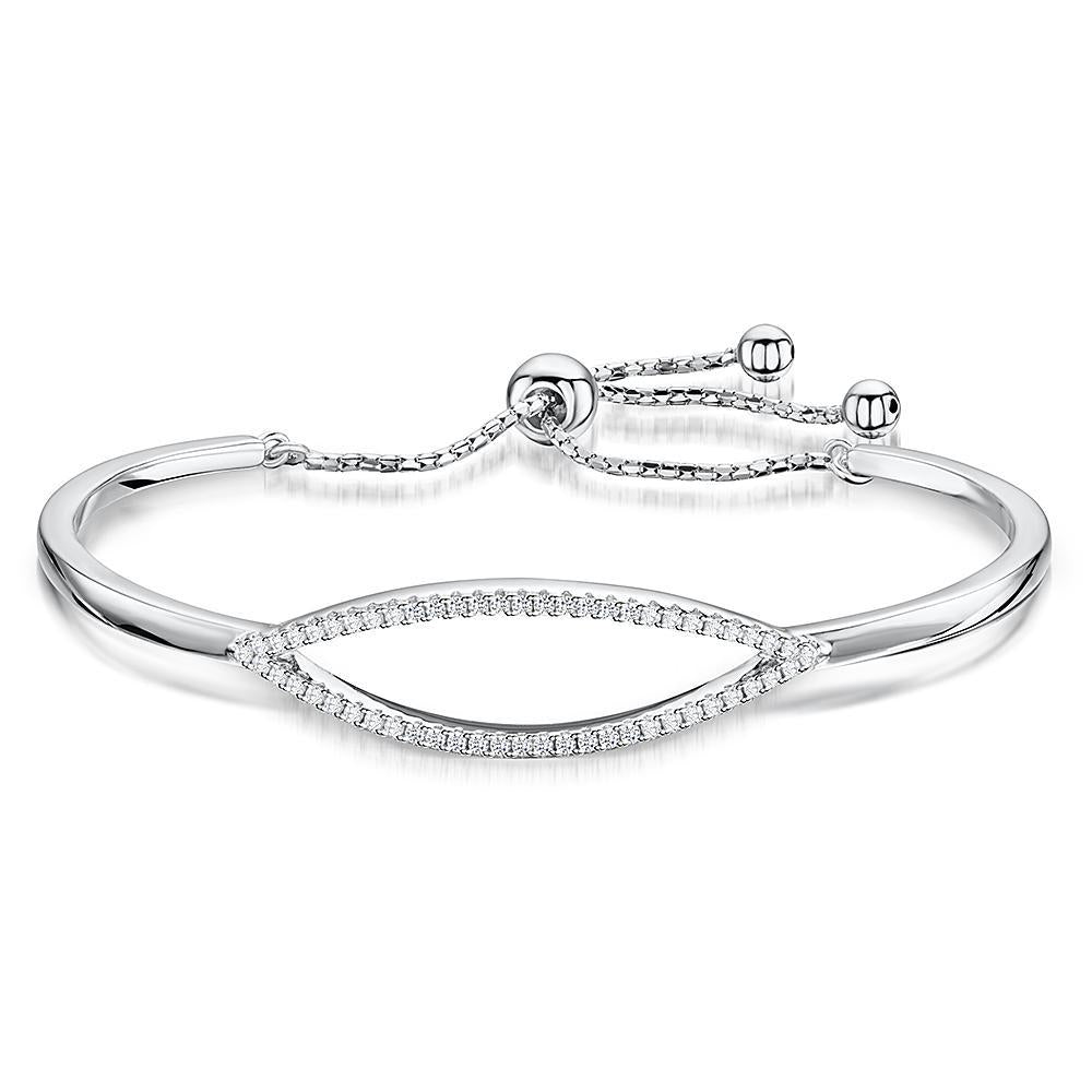 Sterling Silver  and Cubic Zirconia  Friendship Bracelet with An Oval Stone Set FeatureBracelets - JOOLS By Jenny Brown