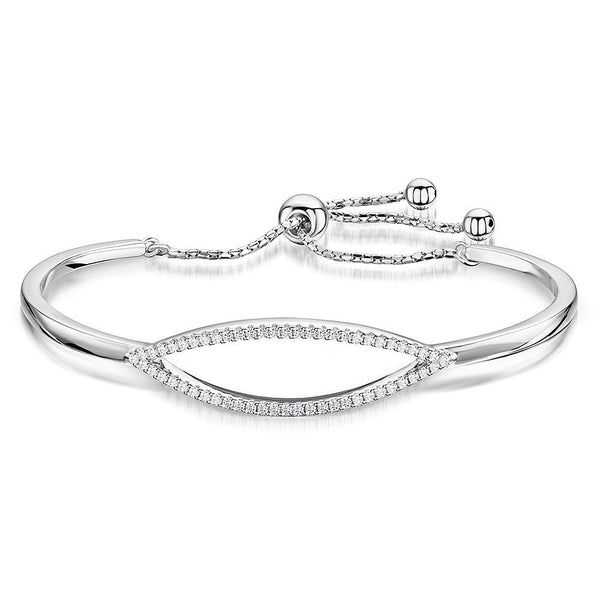 Sterling Silver  and Cubic Zirconia  Friendship Bracelet with An Oval Stone Set FeatureBracelets - JOOLS By Jenny Brown