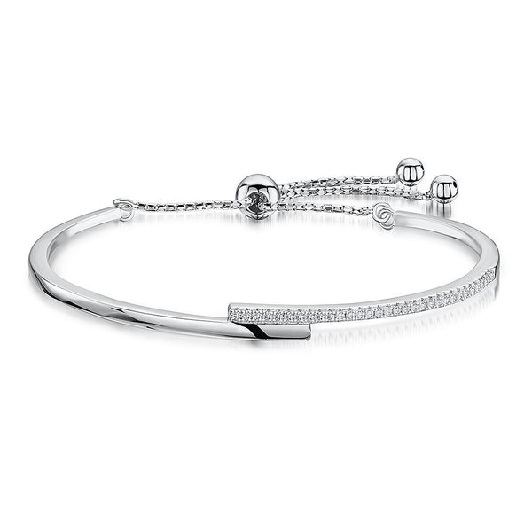 Sterling Silver  and Cubic Zirconia Friendship  Bracelet With Overlapping BandsBracelets - JOOLS By Jenny Brown