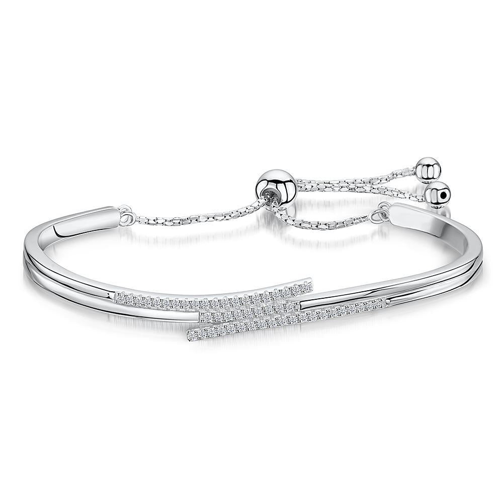 Sterling Silver Friendship Bracelet Triple Overlapping Bands of Silver and Cubic Zirconia StonesBracelets - JOOLS By Jenny Brown