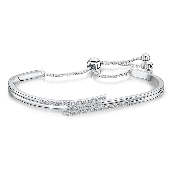 Sterling Silver Friendship Bracelet Triple Overlapping Bands of Silver and Cubic Zirconia StonesBracelets - JOOLS By Jenny Brown
