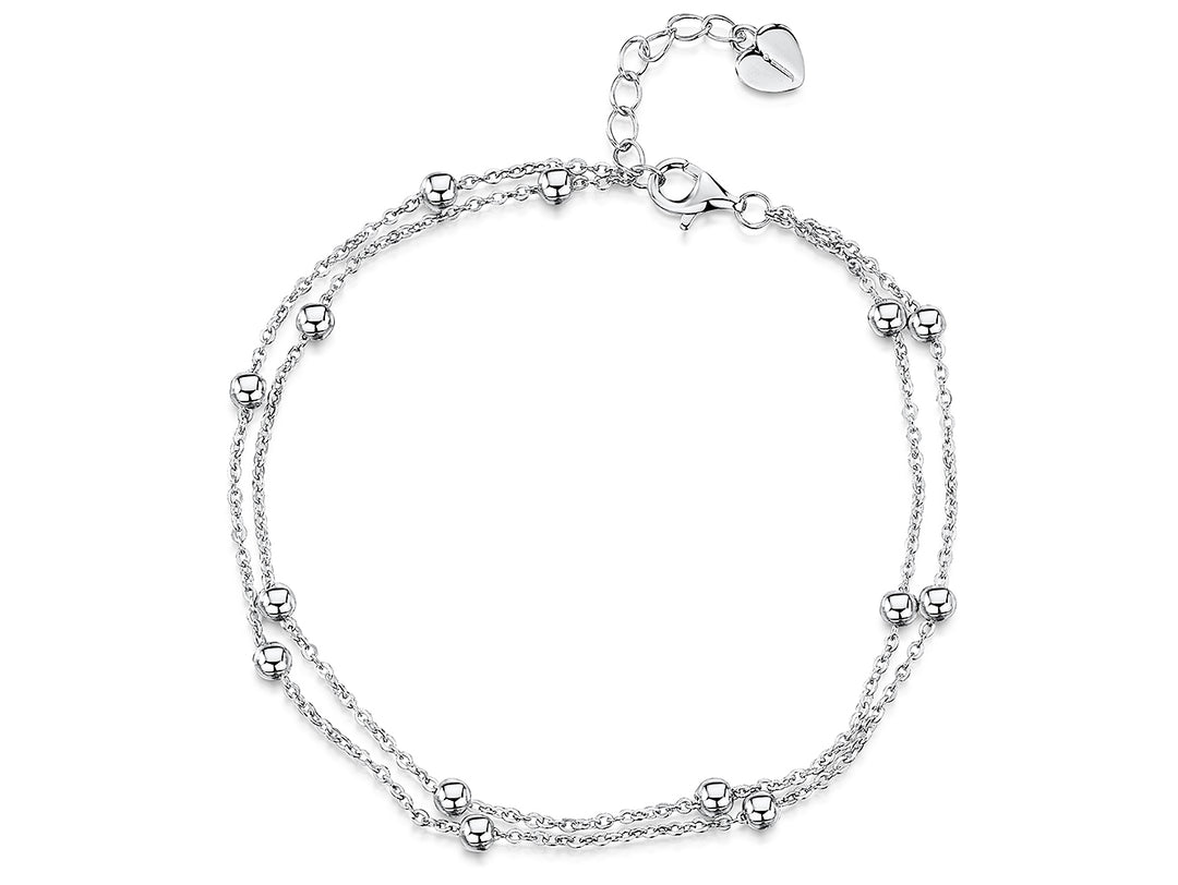 Silver  chain bracelet with small beads -JOOLS by Jenny Brown