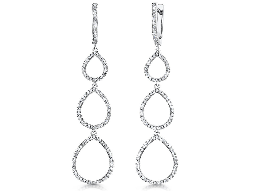 Sterling Silver  Graduated Open Oval Drop Earrings - JOOLS By Jenny Brown