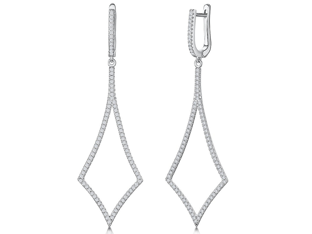 Sterling Silver Diamond Shape Drop Earrings- JOOLS By Jenny Brown