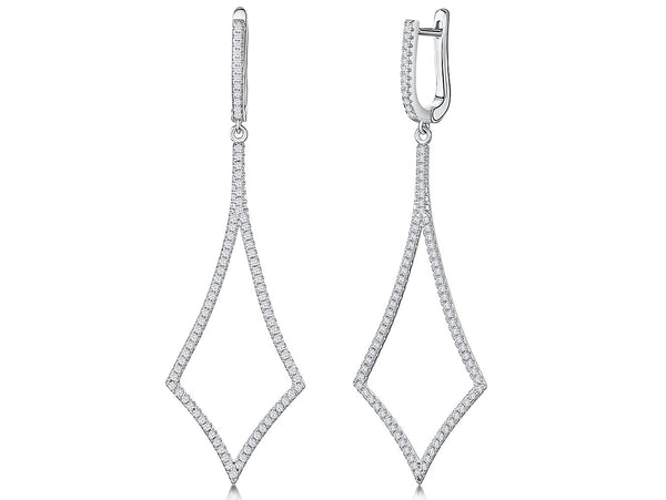 Sterling Silver Diamond Shape Drop Earrings- JOOLS By Jenny Brown