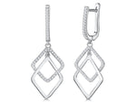 Load image into Gallery viewer, Sterling Silver Offset Double Square Drop Earrings - JOOLS By Jenny Brown
