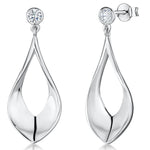 Load image into Gallery viewer, Sterling Silver Oval Drop  Earrings With Cubic Zirconia Bale-JOOLS by Jenny Brown
