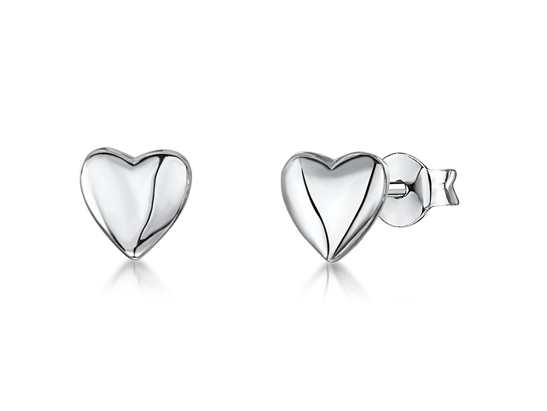Sterling Silver Plain Heart Stud Earrings - JOOLS By Jenny Brown