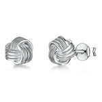 Load image into Gallery viewer, Sterling Silver Small  Woven Knot Stud Earrings 6 X 8 mm
