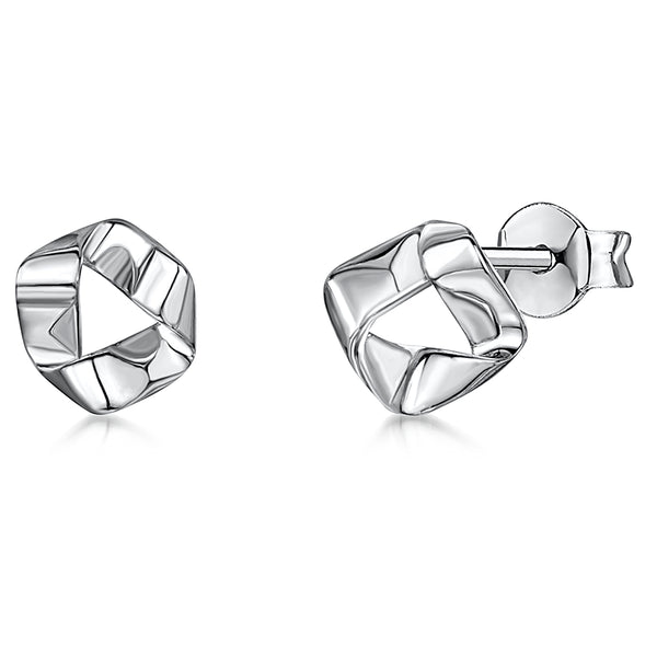 Sterling Silver Folded Stud Earrings-JOOLS by Jenny Brown