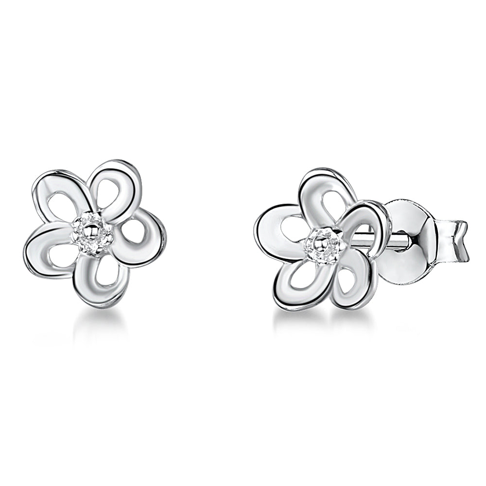 Sterling Silver Open Flower Stud Earring-jOOLS  by Jenny Brown