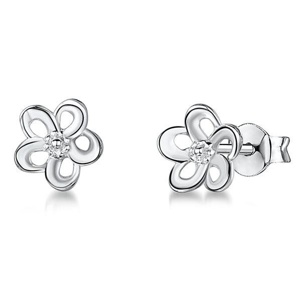 Sterling Silver Open Flower Stud Earring-jOOLS  by Jenny Brown