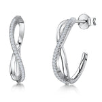 Load image into Gallery viewer, Twisted Sterling Silver &amp; Cubic Zirconia Hoop Earrings on Pin &amp; Butterfly
