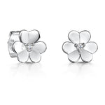 Load image into Gallery viewer, Sterling Silver Flower Stud Earrings With A  Cubic Zirconia Centre  - JOOLS By Jenny Brown
