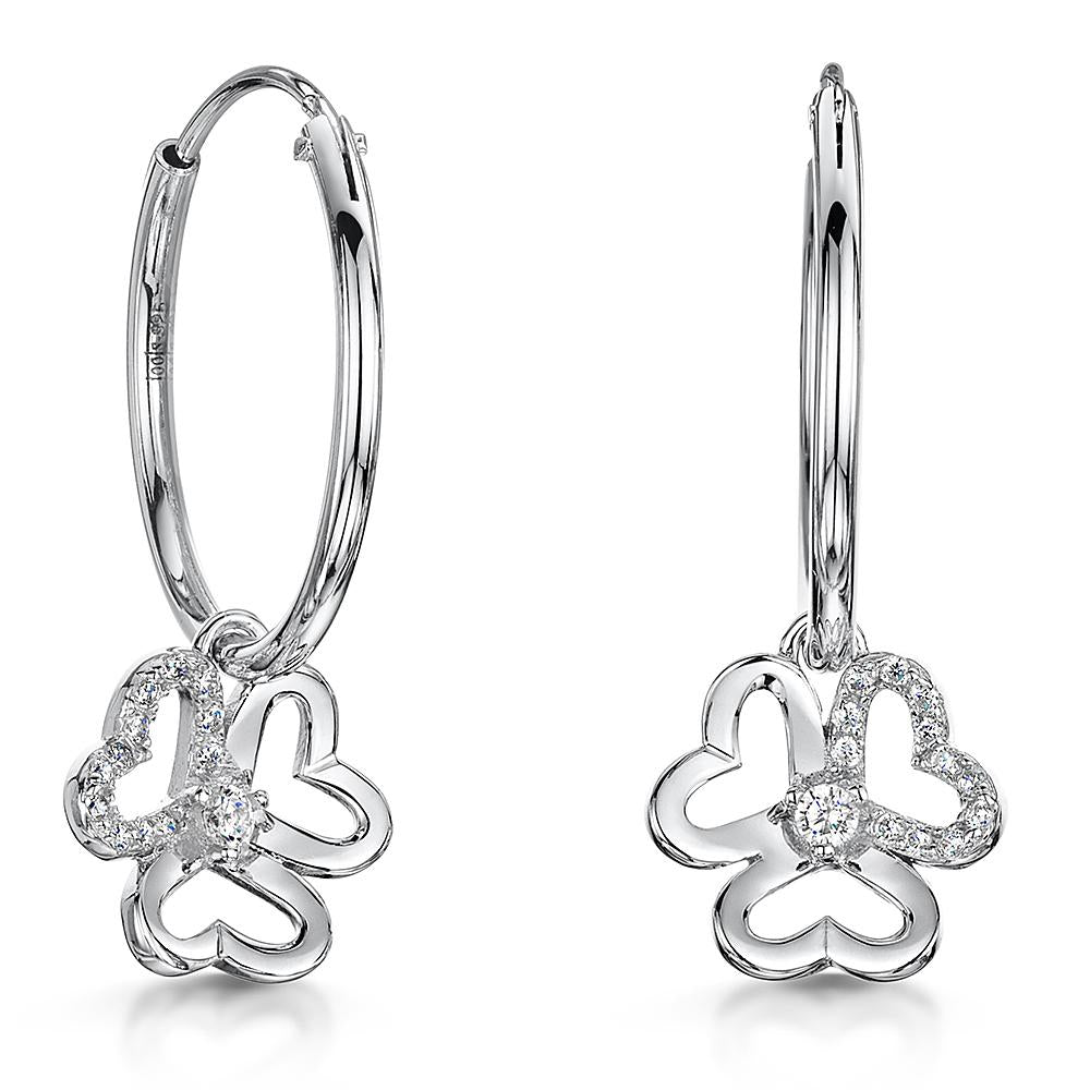 Sterling Silver Hoop Earrings With a Flower Drop - JOOLS By Jenny Brown