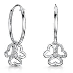 Load image into Gallery viewer, Sterling Silver Hoop Earrings With a Flower Drop - JOOLS By Jenny Brown
