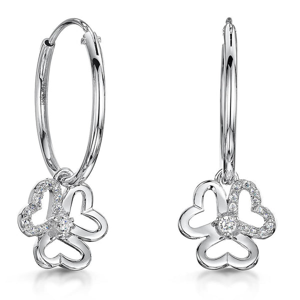 Sterling Silver Hoop Earrings With a Flower Drop - JOOLS By Jenny Brown