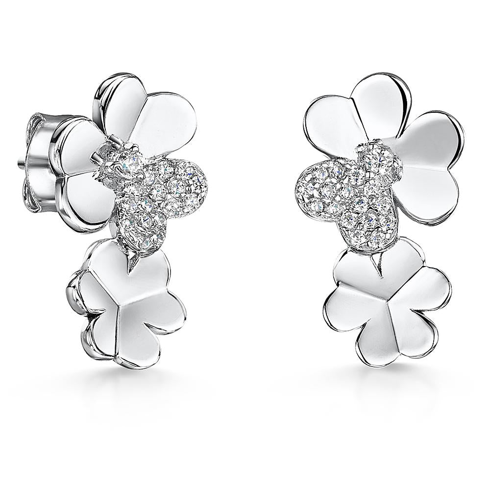 Sterling  Silver Double Flower Drop Earrings - JOOLS By Jenny Brown