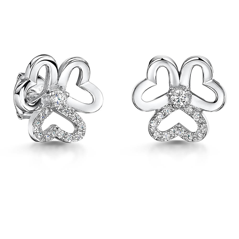 Sterling Silver Open Heart  Flower Stud Earrings -JOOLS By Jenny Brown