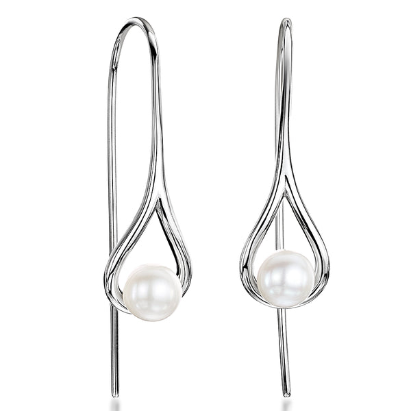 Sterling Silver Pearl Pull Though Earrings Set With A Freshwater Pearl Centre -JOOLS by Jenny Brown