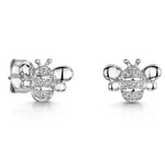 Load image into Gallery viewer, Sterling Silver Bee Stud Earrings Set with a Cubic Zirconia StripesEarrings - JOOLS By Jenny Brown
