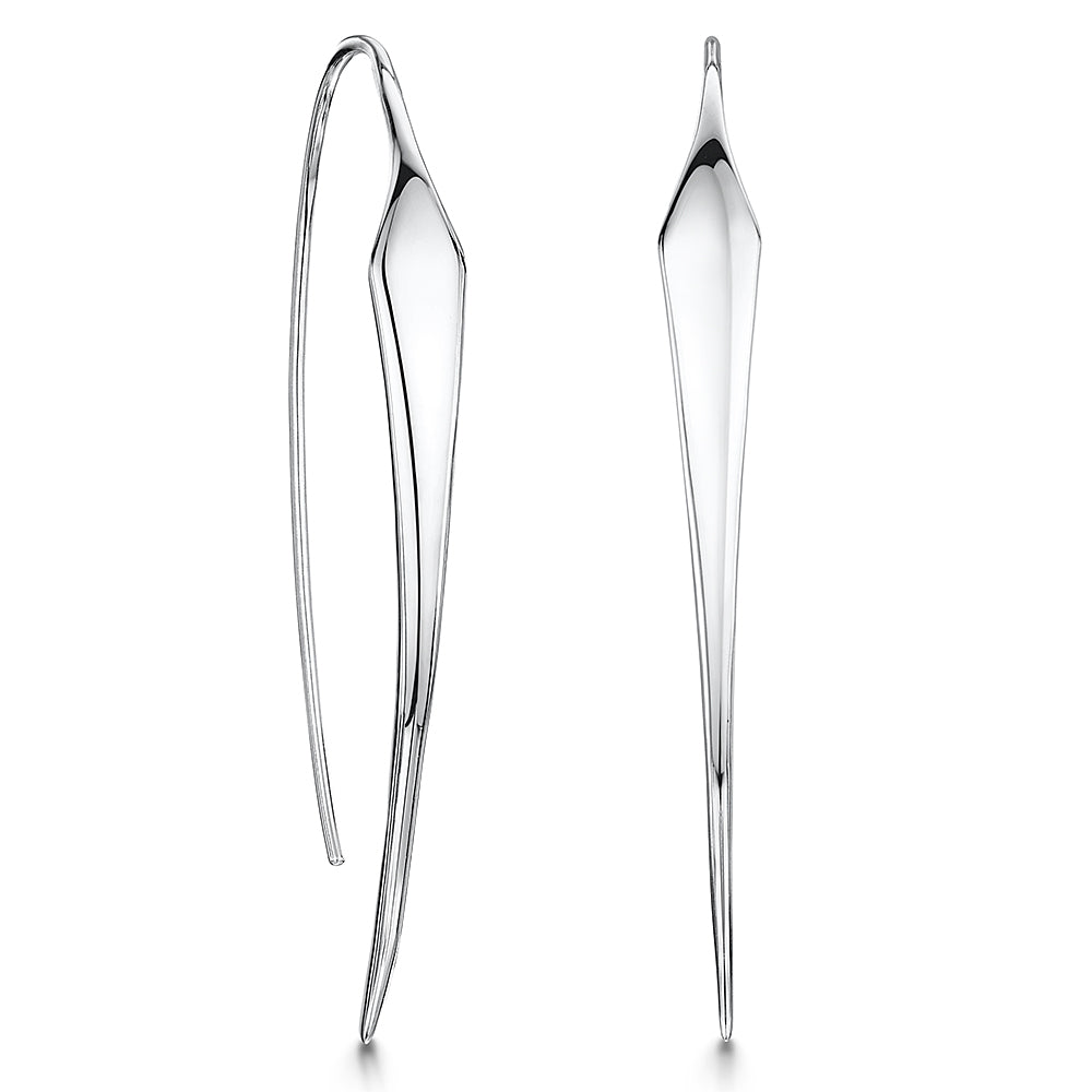 Sterling Silver Pull Through  Diamond Tip  Style Threader Earrings