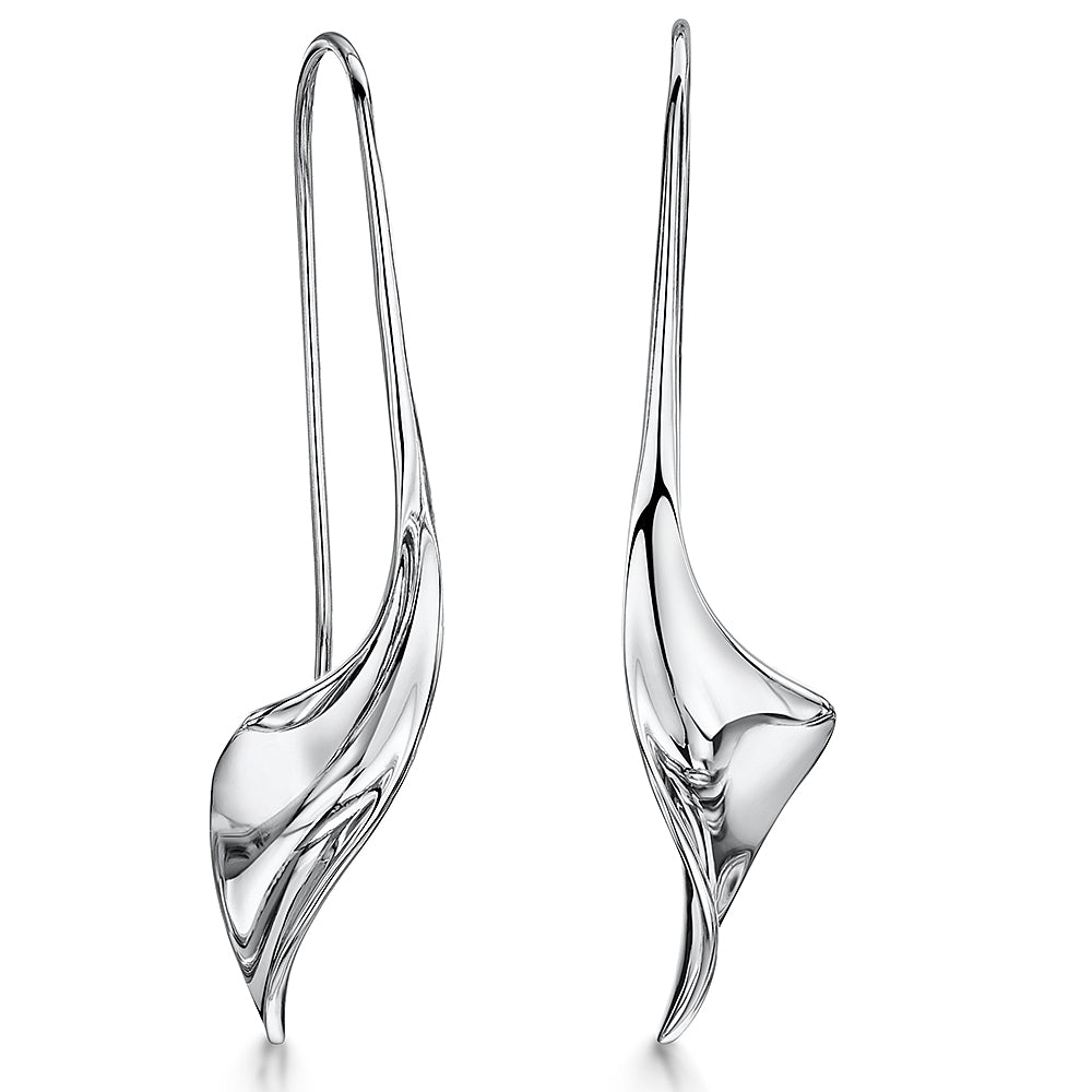 Sterling Silver Pull Through Twisted Wave Threader Earrings
